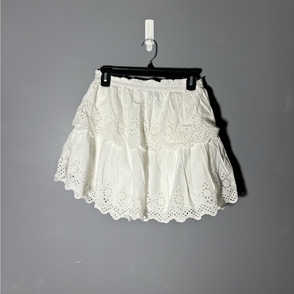 Gap Organic Cotton Ruffle Eyelet Mini Skirt Women’s Size Large - Picture 2 of 5